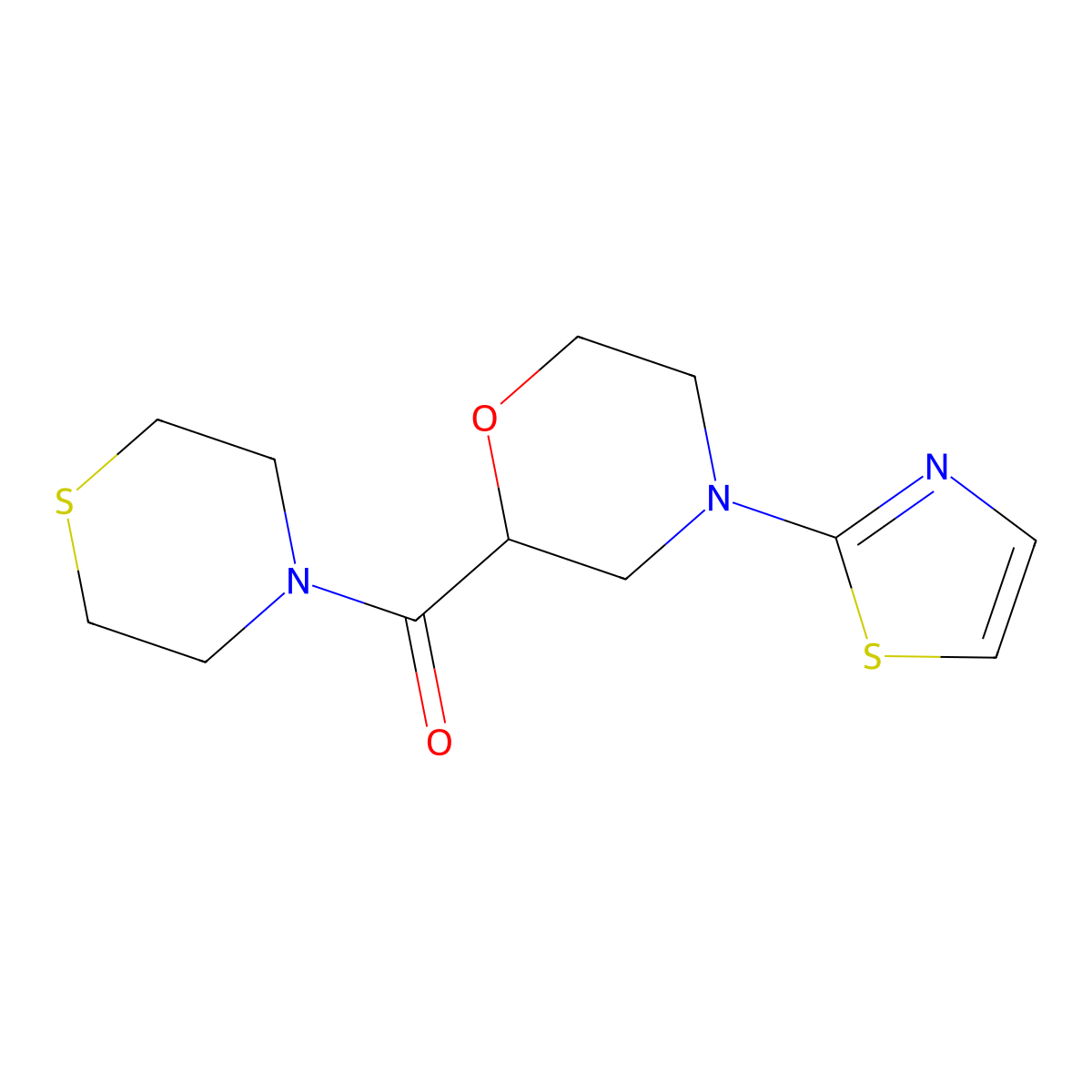 4-(1,3-Thiazol-2-yl)-2-(thiomorpholine-4-carbonyl)morpholine molecular structure, CAS 2415563-48-1