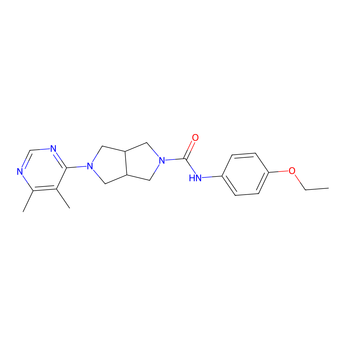 5-(5,6-dimethylpyrimidin-4-yl)-N-(4-ethoxyphenyl)-octahydropyrrolo[3,4-c]pyrrole-2-carboxamide molecular structure, CAS 2415563-54-9