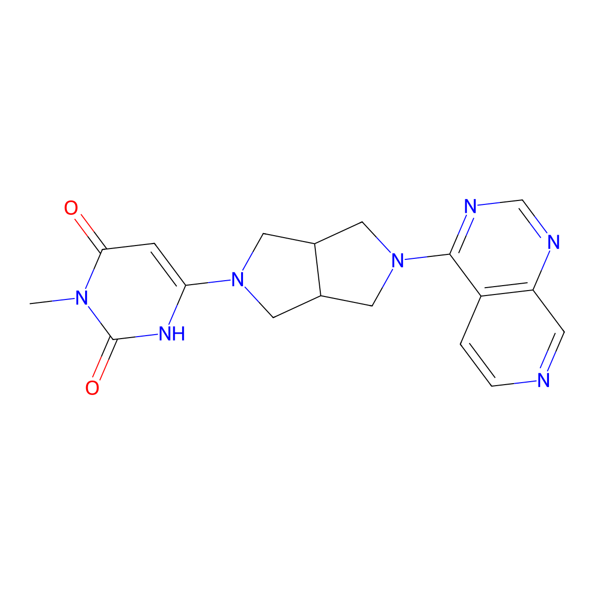 3-Methyl-6-(5-{pyrido[3,4-d]pyrimidin-4-yl}-octahydropyrrolo[3,4-c]pyrrol-2-yl)-1,2,3,4-tetrahydropyrimidine-2,4-dione molecular structure, CAS 2415563-57-2
