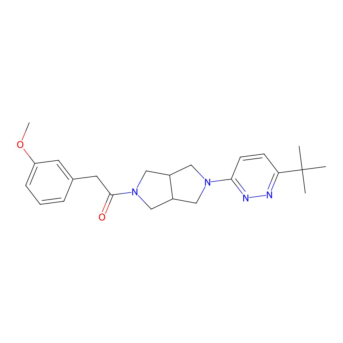 1-[5-(6-Tert-butylpyridazin-3-yl)-octahydropyrrolo[3,4-c]pyrrol-2-yl]-2-(3-methoxyphenyl)ethan-1-one molecular structure, CAS 2415563-62-9