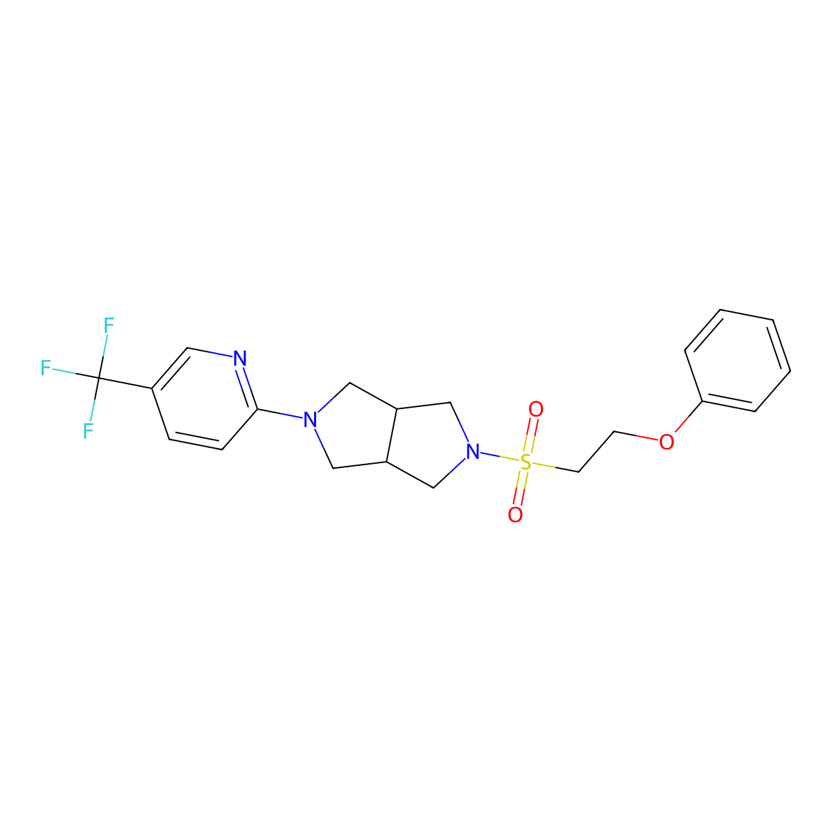 2-[5-(2-Phenoxyethanesulfonyl)-octahydropyrrolo[3,4-c]pyrrol-2-yl]-5-(trifluoromethyl)pyridine molecular structure, CAS 2415563-65-2