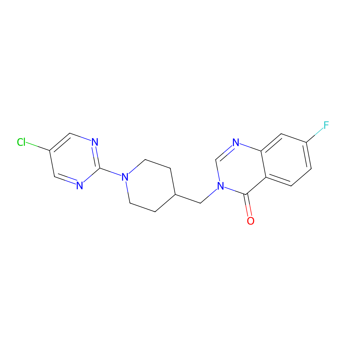 3-{[1-(5-Chloropyrimidin-2-yl)piperidin-4-yl]methyl}-7-fluoro-3,4-dihydroquinazolin-4-one molecular structure, CAS 2415563-68-5