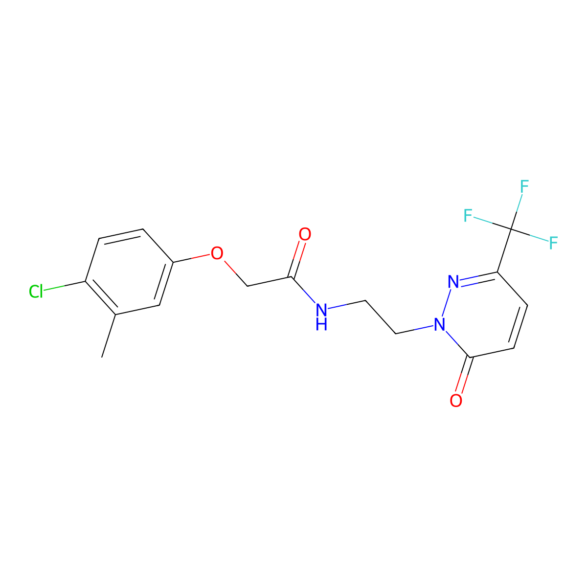 2-(4-chloro-3-methylphenoxy)-N-{2-[6-oxo-3-(trifluoromethyl)-1,6-dihydropyridazin-1-yl]ethyl}acetamide molecular structure, CAS 2415563-72-1