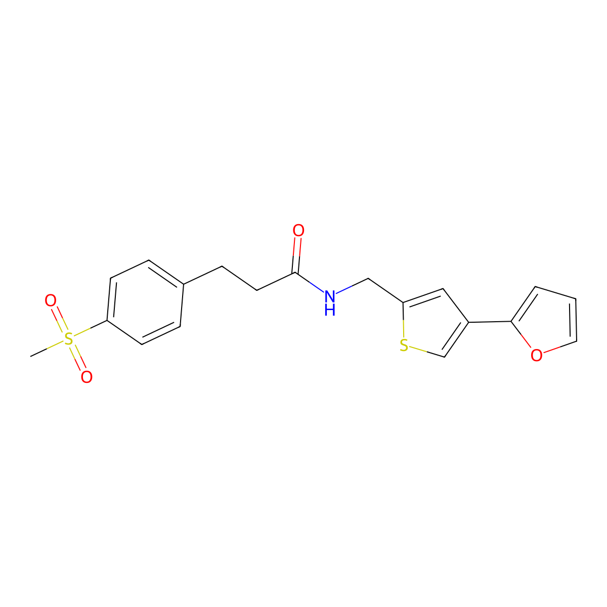 N-{[4-(furan-2-yl)thiophen-2-yl]methyl}-3-(4-methanesulfonylphenyl)propanamide molecular structure, CAS 2415563-80-1