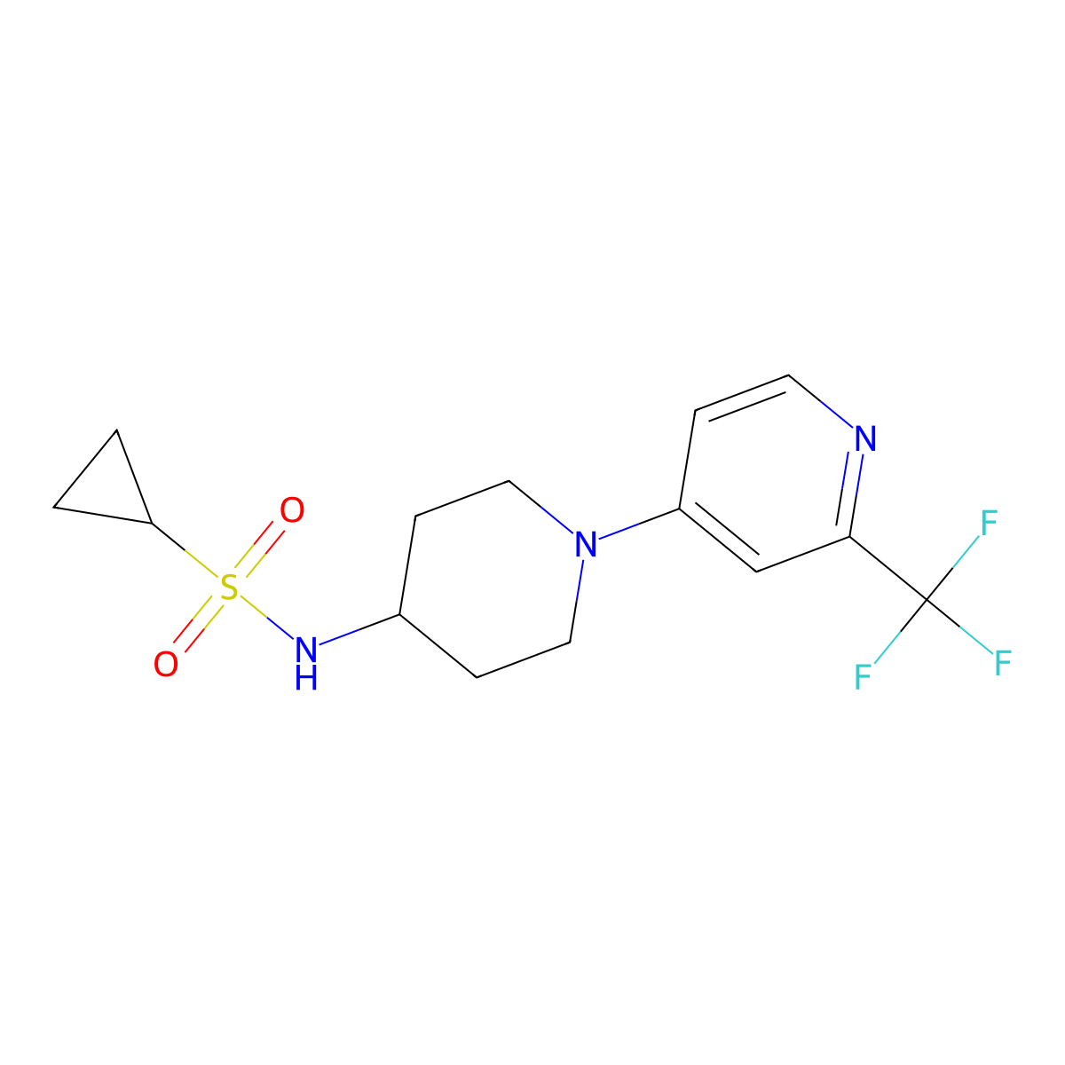 N-{1-[2-(trifluoromethyl)pyridin-4-yl]piperidin-4-yl}cyclopropanesulfonamide molecular structure, CAS 2415563-87-8