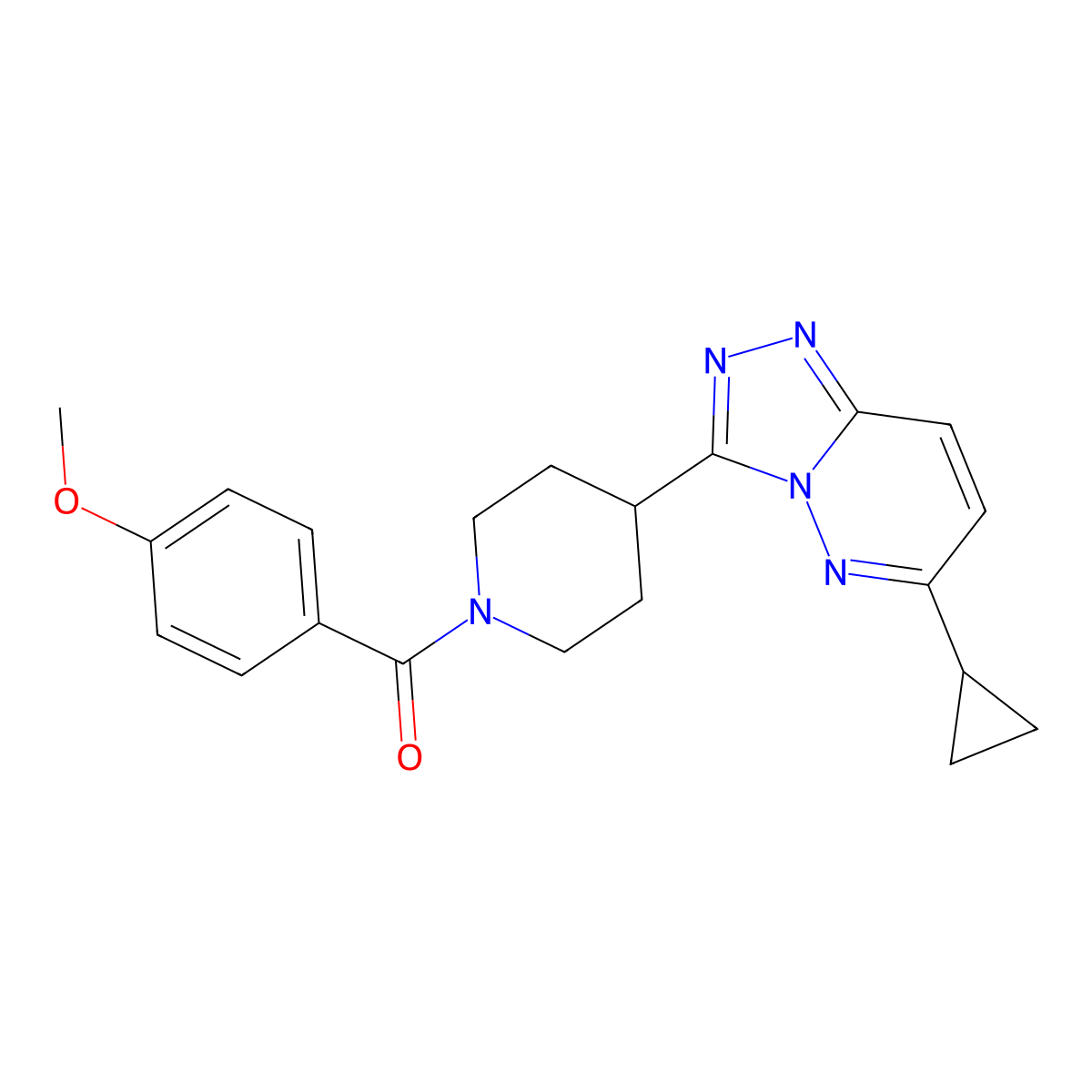 4-{6-Cyclopropyl-[1,2,4]triazolo[4,3-b]pyridazin-3-yl}-1-(4-methoxybenzoyl)piperidine molecular structure, CAS 2415563-95-8