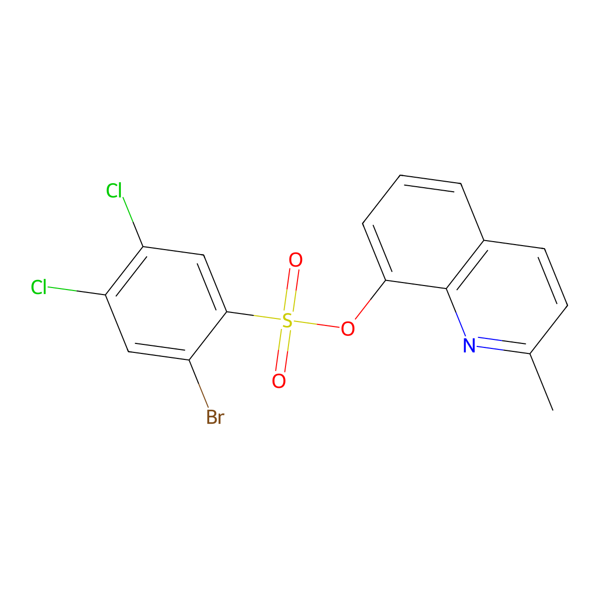 (2-Methylquinolin-8-yl) 2-bromo-4,5-dichlorobenzenesulfonate molecular structure, CAS 2415563-99-2