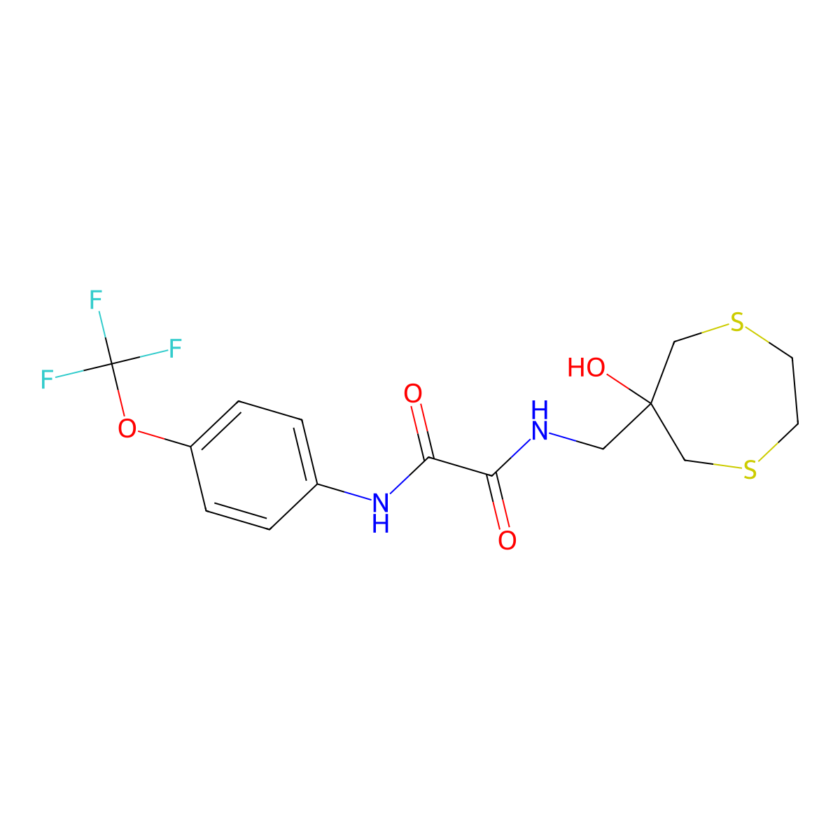 N'-[(6-hydroxy-1,4-dithiepan-6-yl)methyl]-N-[4-(trifluoromethoxy)phenyl]ethanediamide molecular structure, CAS 2415564-04-2