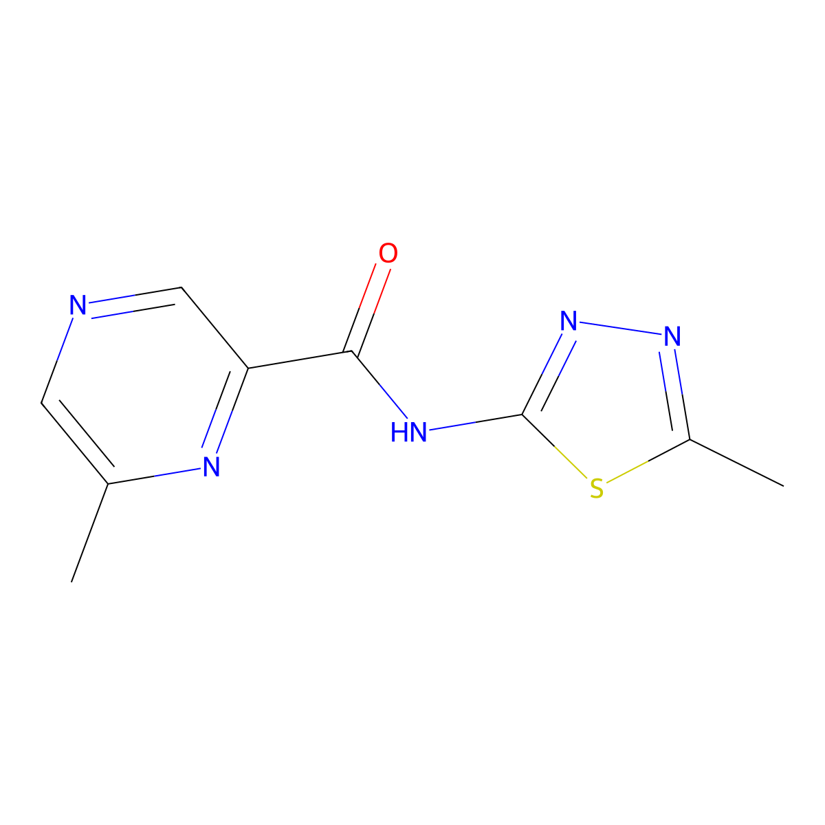 6-methyl-N-(5-methyl-1,3,4-thiadiazol-2-yl)pyrazine-2-carboxamide molecular structure, CAS 2415564-05-3