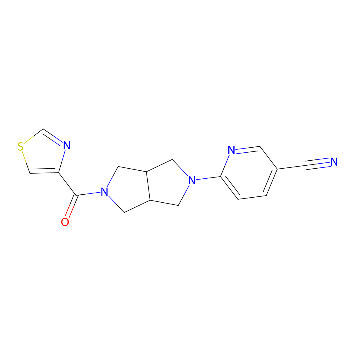 6-[5-(1,3-Thiazole-4-carbonyl)-octahydropyrrolo[3,4-c]pyrrol-2-yl]pyridine-3-carbonitrile molecular structure, CAS 2415564-09-7