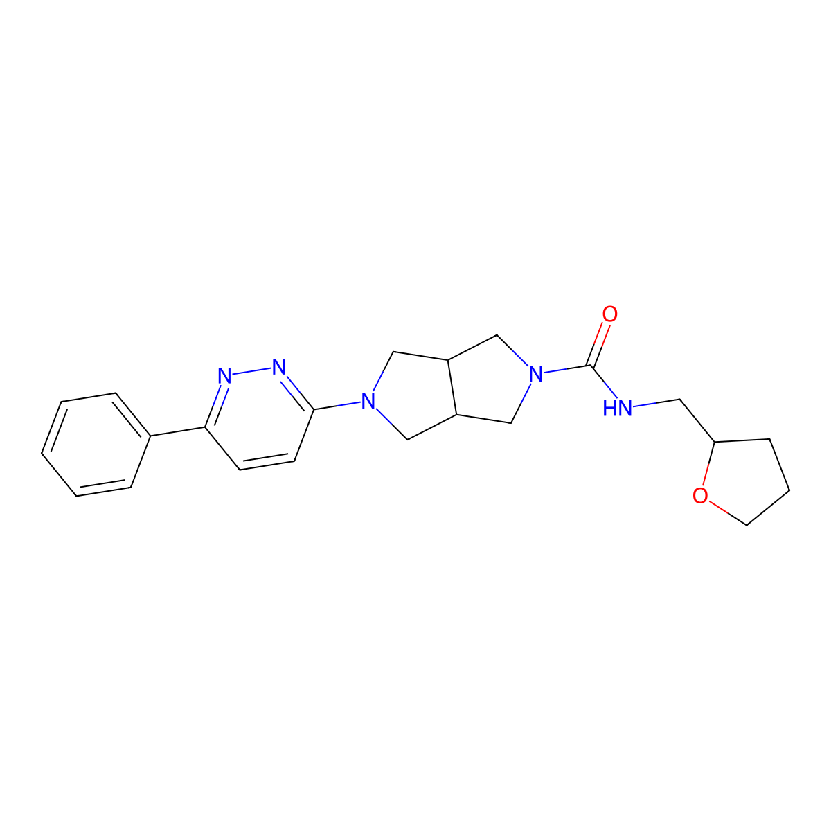 N-[(oxolan-2-yl)methyl]-5-(6-phenylpyridazin-3-yl)-octahydropyrrolo[3,4-c]pyrrole-2-carboxamide molecular structure, CAS 2415564-10-0