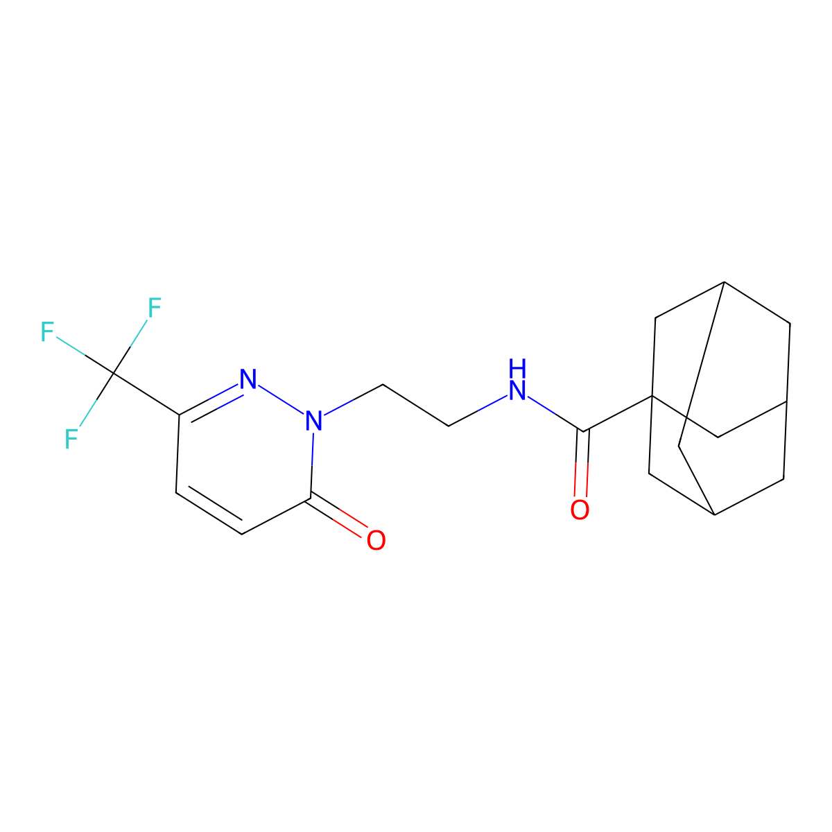 N-{2-[6-oxo-3-(trifluoromethyl)-1,6-dihydropyridazin-1-yl]ethyl}adamantane-1-carboxamide molecular structure, CAS 2415564-17-7