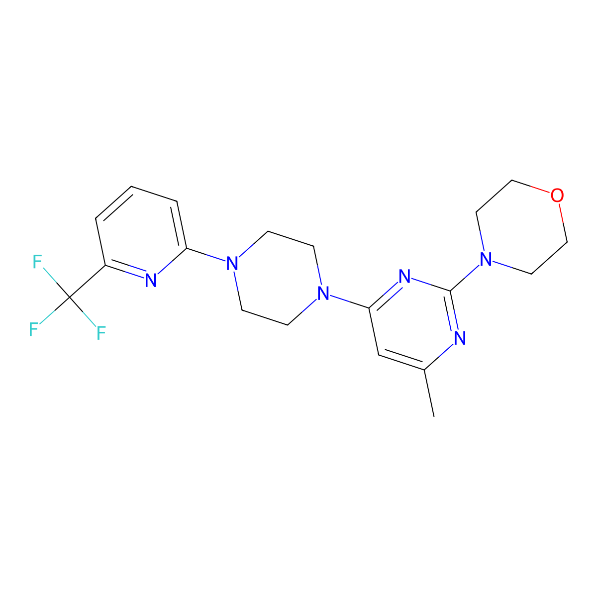 4-(4-Methyl-6-{4-[6-(trifluoromethyl)pyridin-2-yl]piperazin-1-yl}pyrimidin-2-yl)morpholine molecular structure, CAS 2415564-20-2