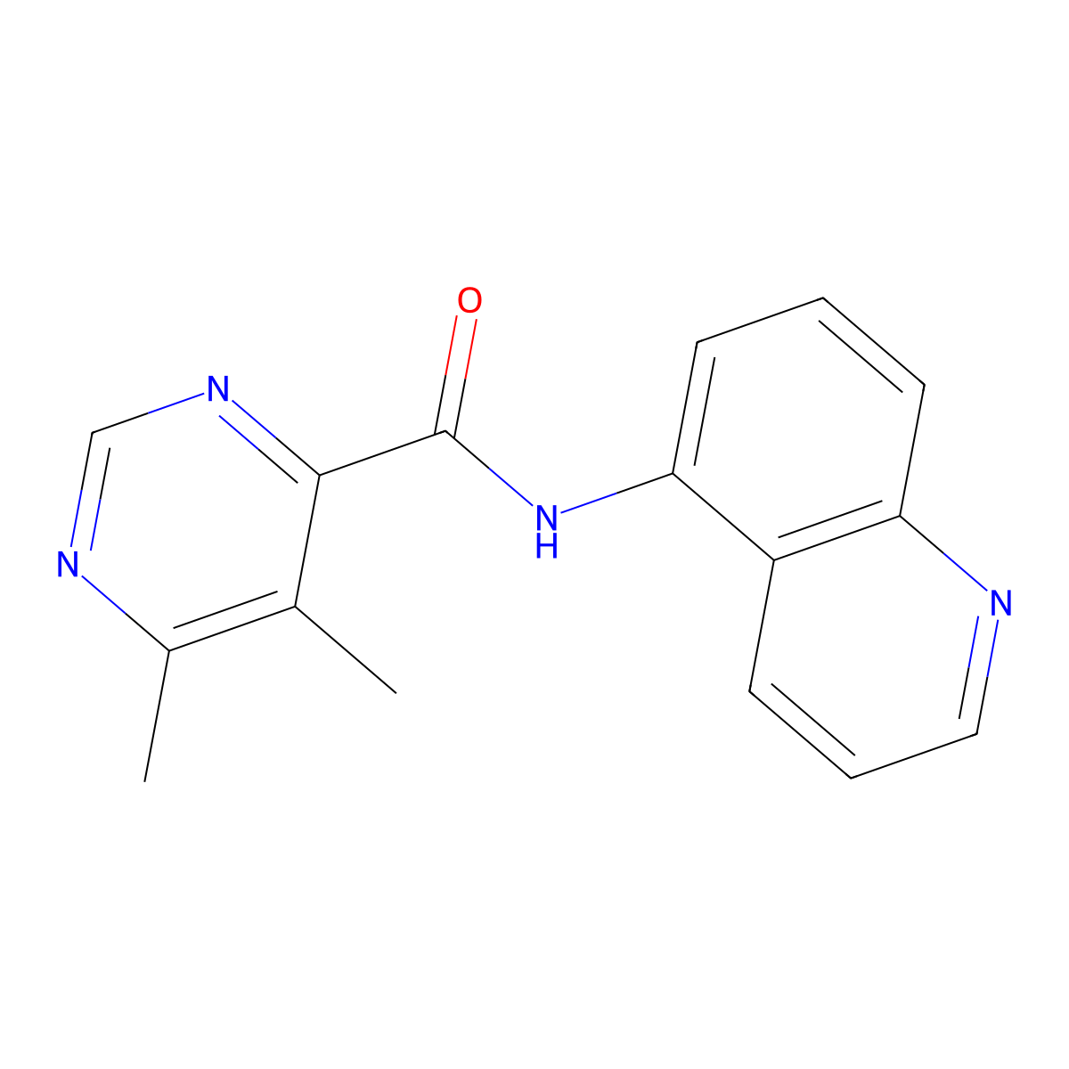 5,6-dimethyl-N-(quinolin-5-yl)pyrimidine-4-carboxamide molecular structure, CAS 2415564-23-5