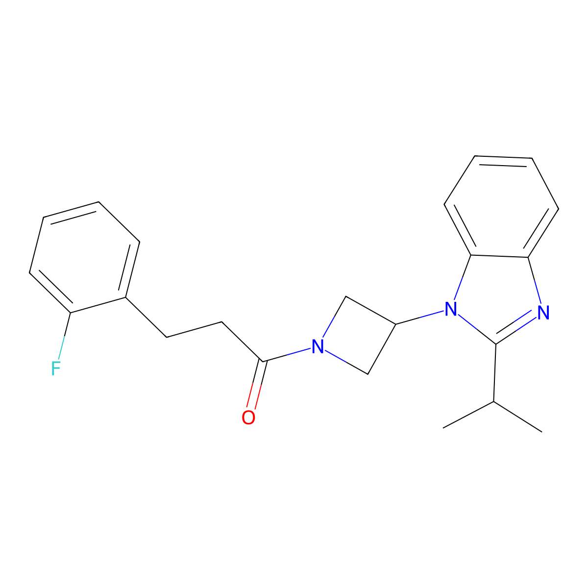 3-(2-fluorophenyl)-1-{3-[2-(propan-2-yl)-1H-1,3-benzodiazol-1-yl]azetidin-1-yl}propan-1-one molecular structure, CAS 2415564-35-9