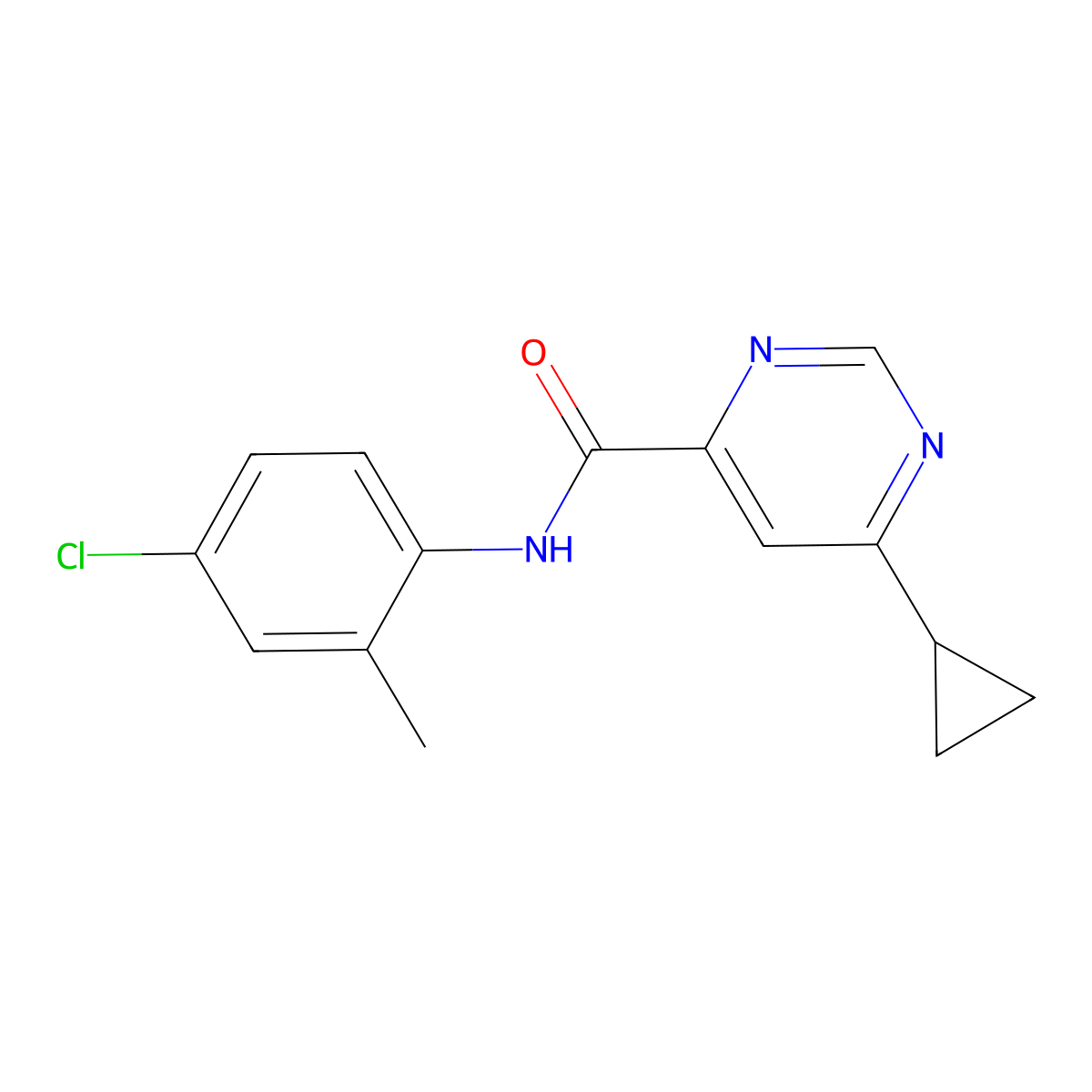 N-(4-Chloro-2-methylphenyl)-6-cyclopropylpyrimidine-4-carboxamide molecular structure, CAS 2415564-37-1