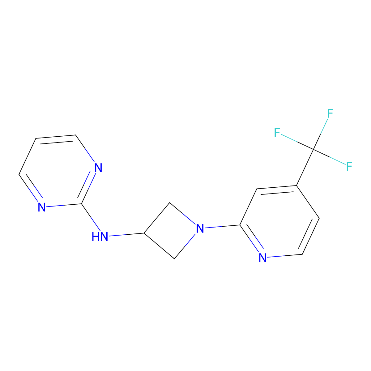 N-{1-[4-(trifluoromethyl)pyridin-2-yl]azetidin-3-yl}pyrimidin-2-amine molecular structure, CAS 2415564-38-2