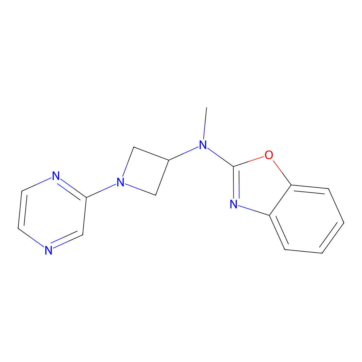 N-methyl-N-[1-(pyrazin-2-yl)azetidin-3-yl]-1,3-benzoxazol-2-amine molecular structure, CAS 2415564-39-3