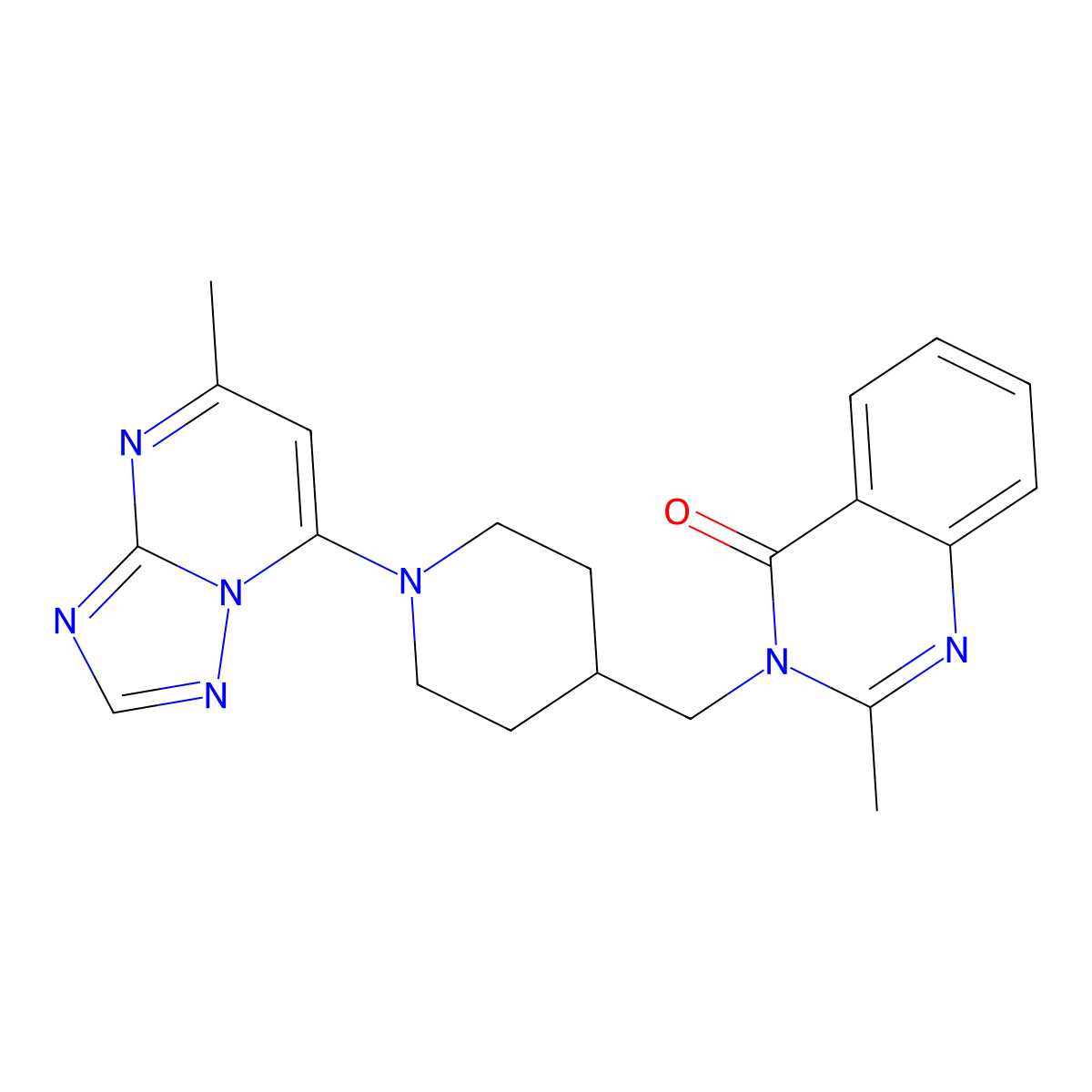 2-Methyl-3-[(1-{5-methyl-[1,2,4]triazolo[1,5-a]pyrimidin-7-yl}piperidin-4-yl)methyl]-3,4-dihydroquinazolin-4-one molecular structure, CAS 2415564-41-7