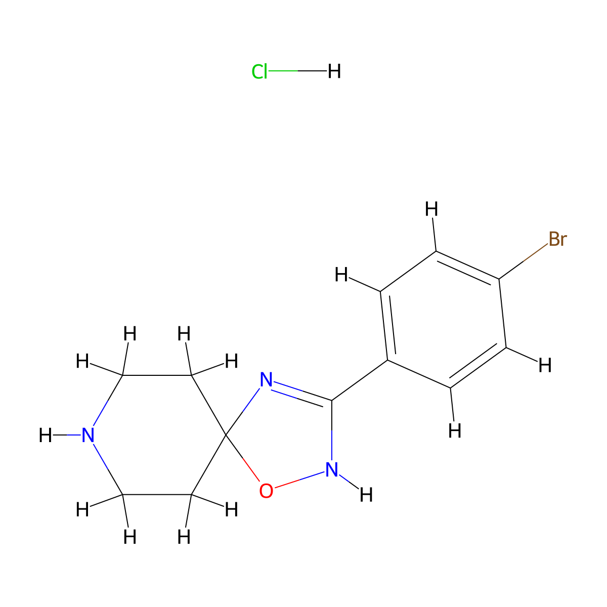 3-(4-Bromophenyl)-1-oxa-2,4,8-triazaspiro[4.5]dec-2-ene hydrochloride molecular structure, CAS 2415564-42-8