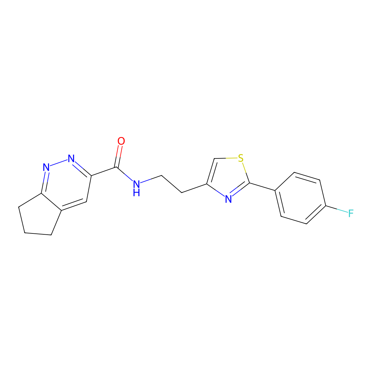 N-{2-[2-(4-fluorophenyl)-1,3-thiazol-4-yl]ethyl}-5H,6H,7H-cyclopenta[c]pyridazine-3-carboxamide molecular structure, CAS 2415564-43-9