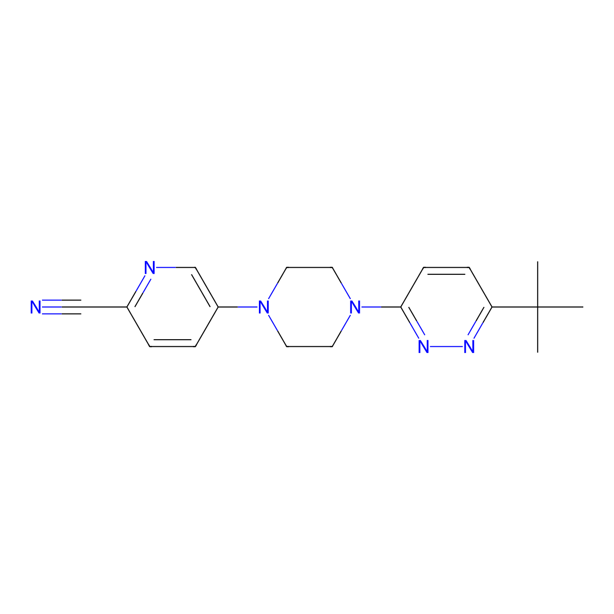 5-[4-(6-Tert-butylpyridazin-3-yl)piperazin-1-yl]pyridine-2-carbonitrile molecular structure, CAS 2415564-49-5