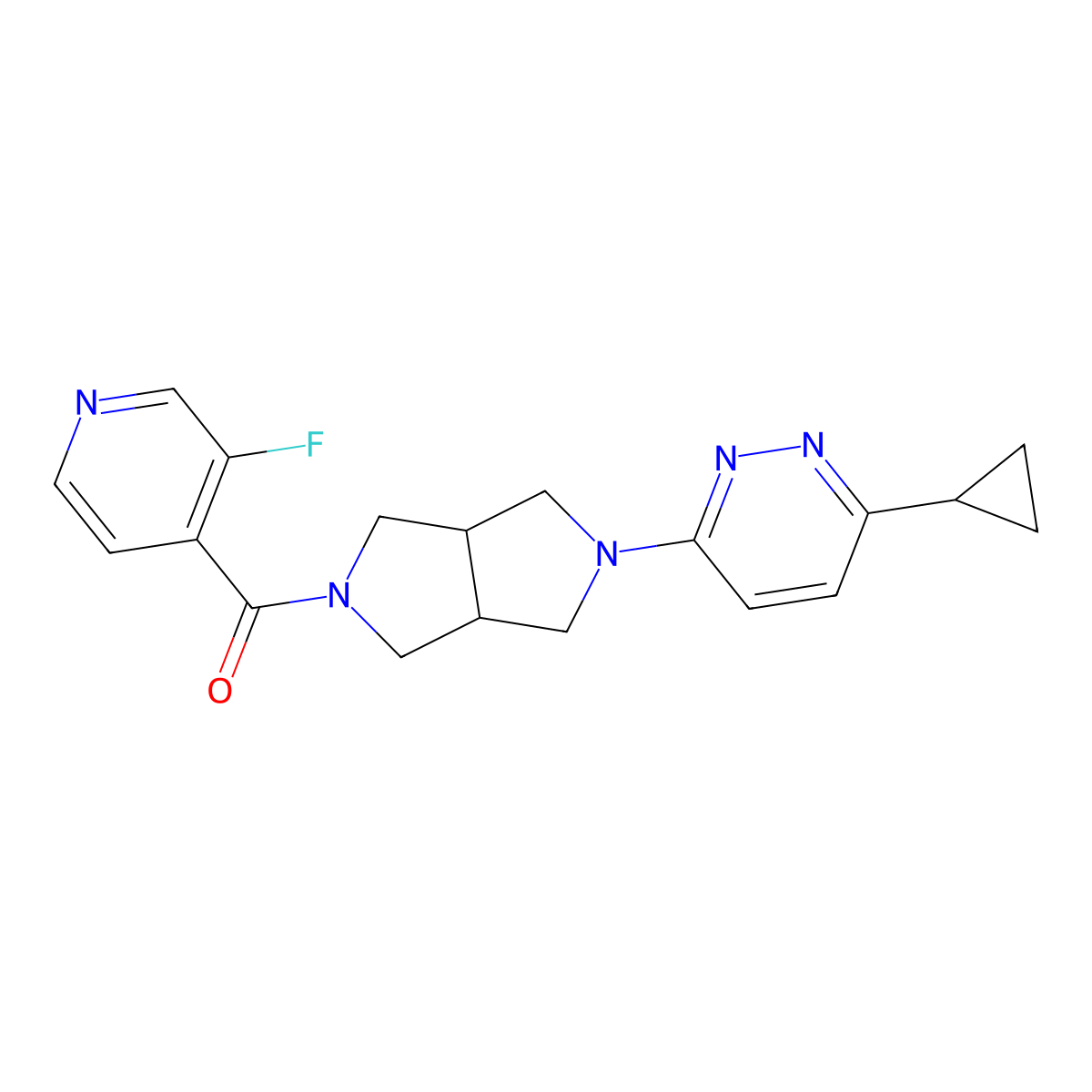 3-Cyclopropyl-6-[5-(3-fluoropyridine-4-carbonyl)-octahydropyrrolo[3,4-c]pyrrol-2-yl]pyridazine molecular structure, CAS 2415564-51-9