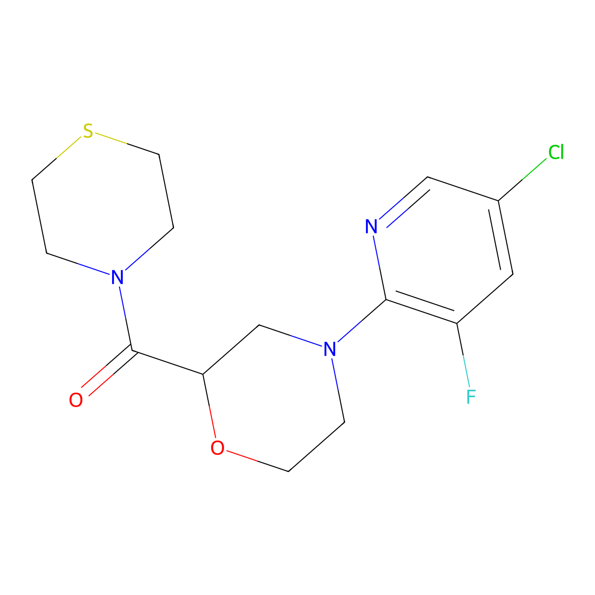 4-(5-Chloro-3-fluoropyridin-2-yl)-2-(thiomorpholine-4-carbonyl)morpholine molecular structure, CAS 2415564-57-5