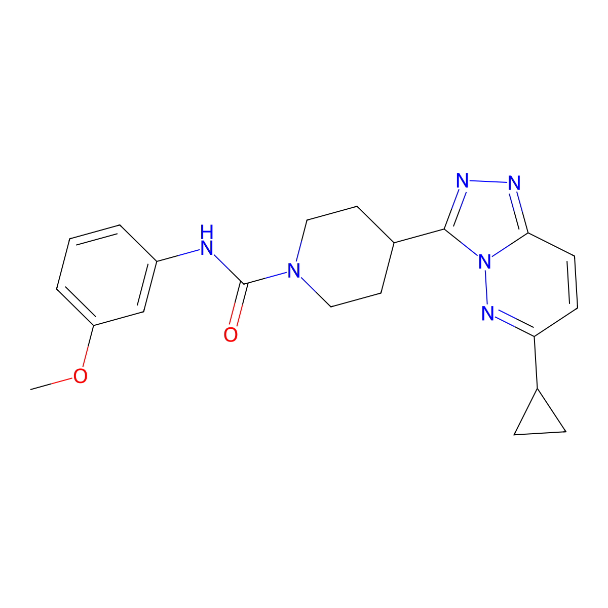 4-{6-cyclopropyl-[1,2,4]triazolo[4,3-b]pyridazin-3-yl}-N-(3-methoxyphenyl)piperidine-1-carboxamide molecular structure, CAS 2415564-58-6