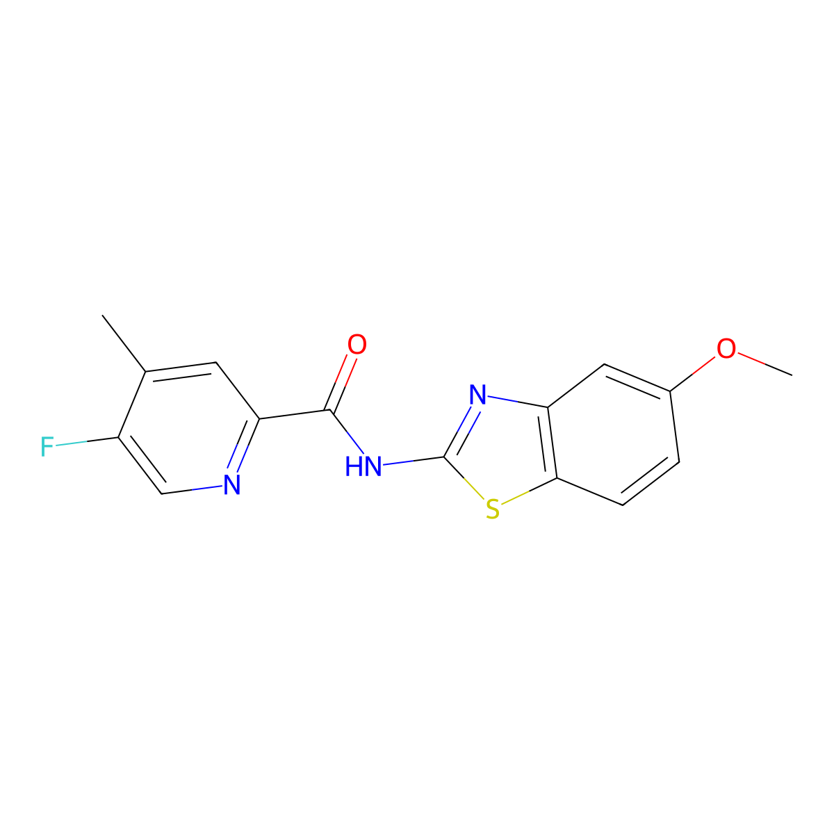 5-Fluoro-N-(5-methoxy-1,3-benzothiazol-2-yl)-4-methylpyridine-2-carboxamide molecular structure, CAS 2415564-63-3