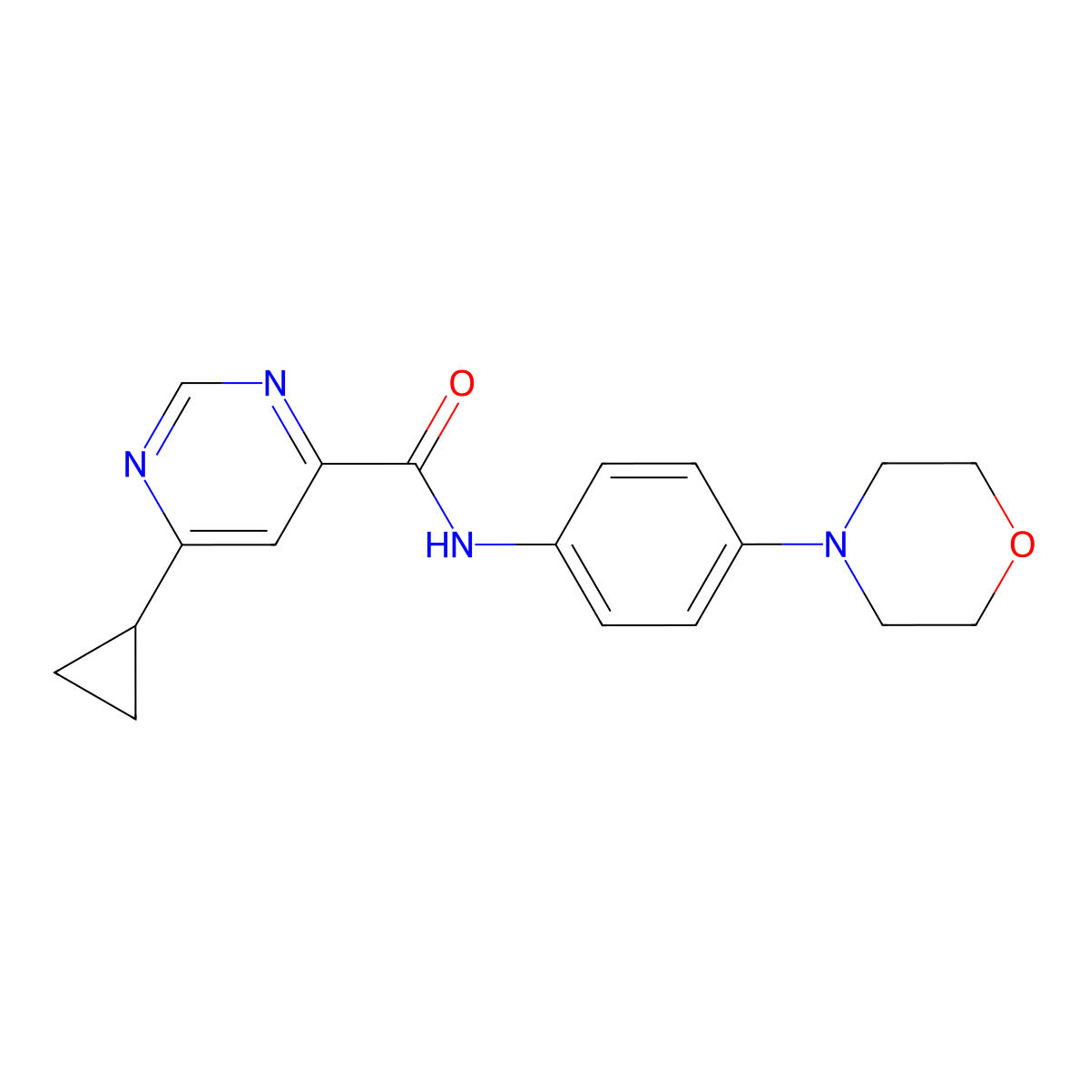 6-cyclopropyl-N-[4-(morpholin-4-yl)phenyl]pyrimidine-4-carboxamide molecular structure, CAS 2415564-64-4