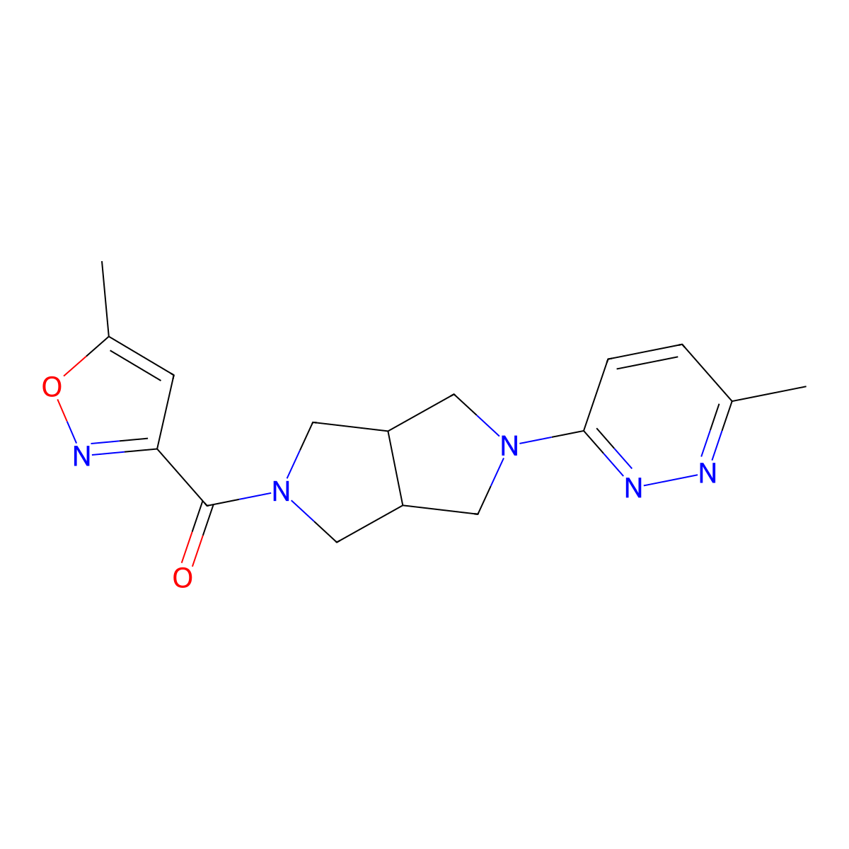 3-Methyl-6-[5-(5-methyl-1,2-oxazole-3-carbonyl)-octahydropyrrolo[3,4-c]pyrrol-2-yl]pyridazine molecular structure, CAS 2415564-66-6