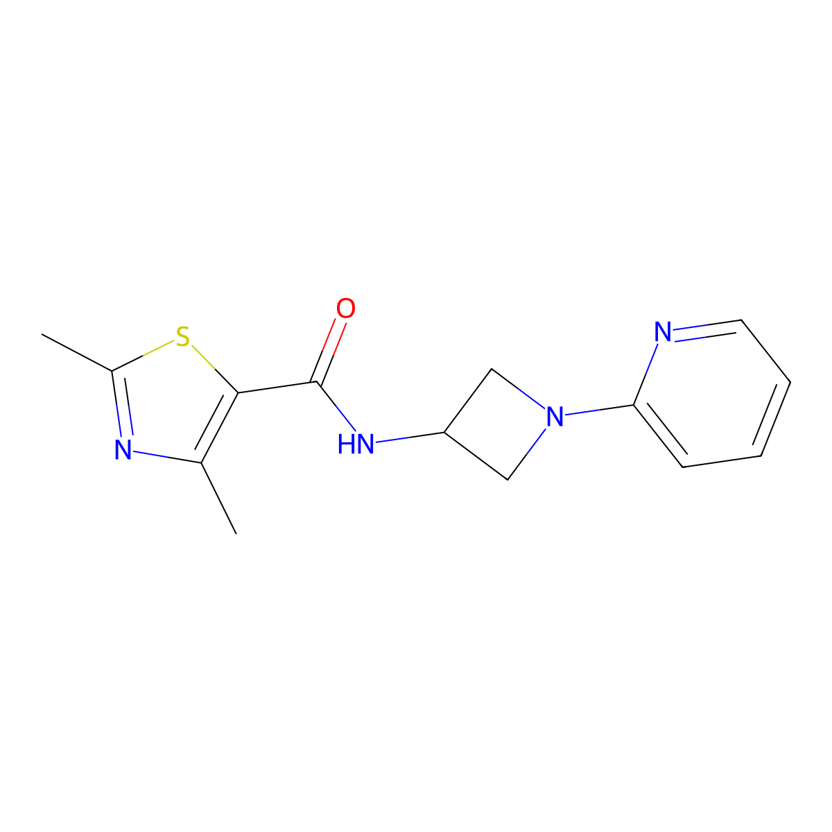 2,4-dimethyl-N-[1-(pyridin-2-yl)azetidin-3-yl]-1,3-thiazole-5-carboxamide molecular structure, CAS 2415564-69-9