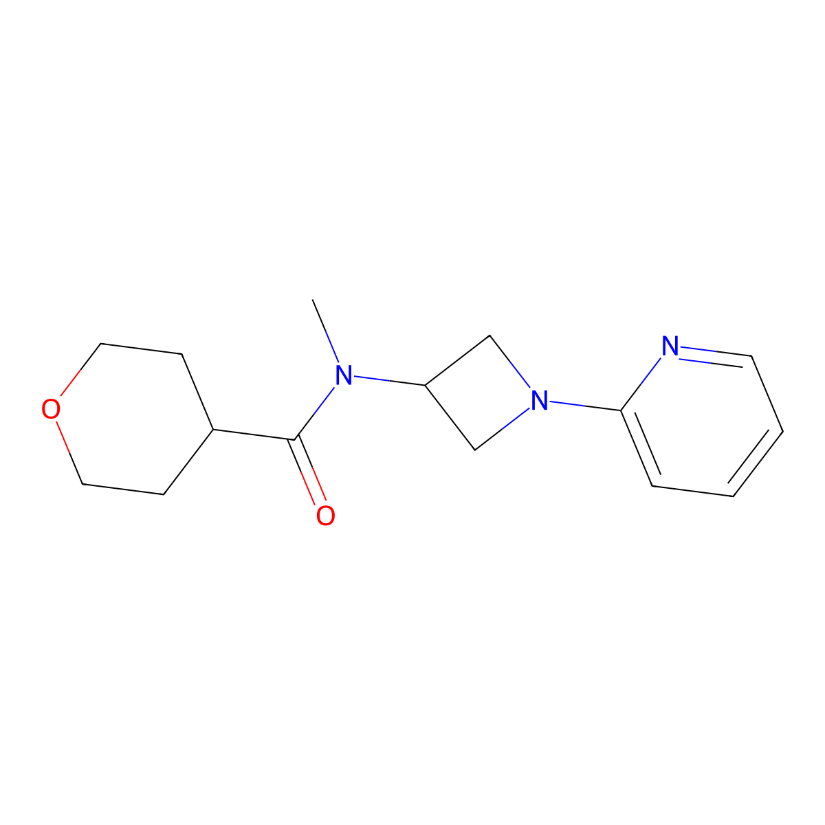 N-methyl-N-[1-(pyridin-2-yl)azetidin-3-yl]oxane-4-carboxamide molecular structure, CAS 2415564-70-2