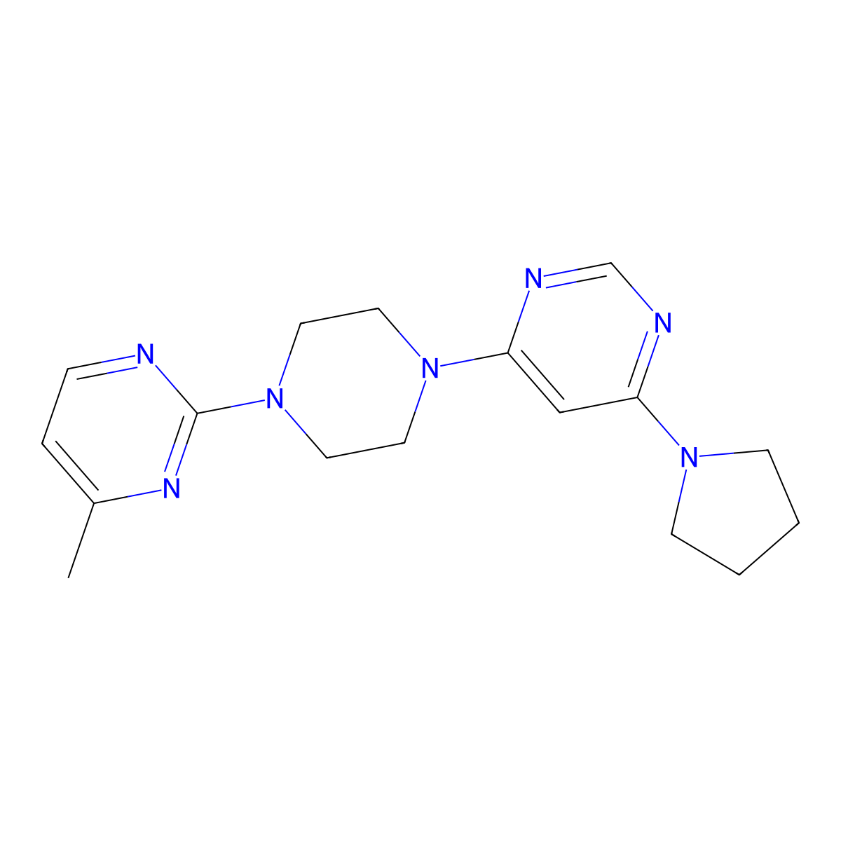 4-[4-(4-Methylpyrimidin-2-yl)piperazin-1-yl]-6-(pyrrolidin-1-yl)pyrimidine molecular structure, CAS 2415564-73-5