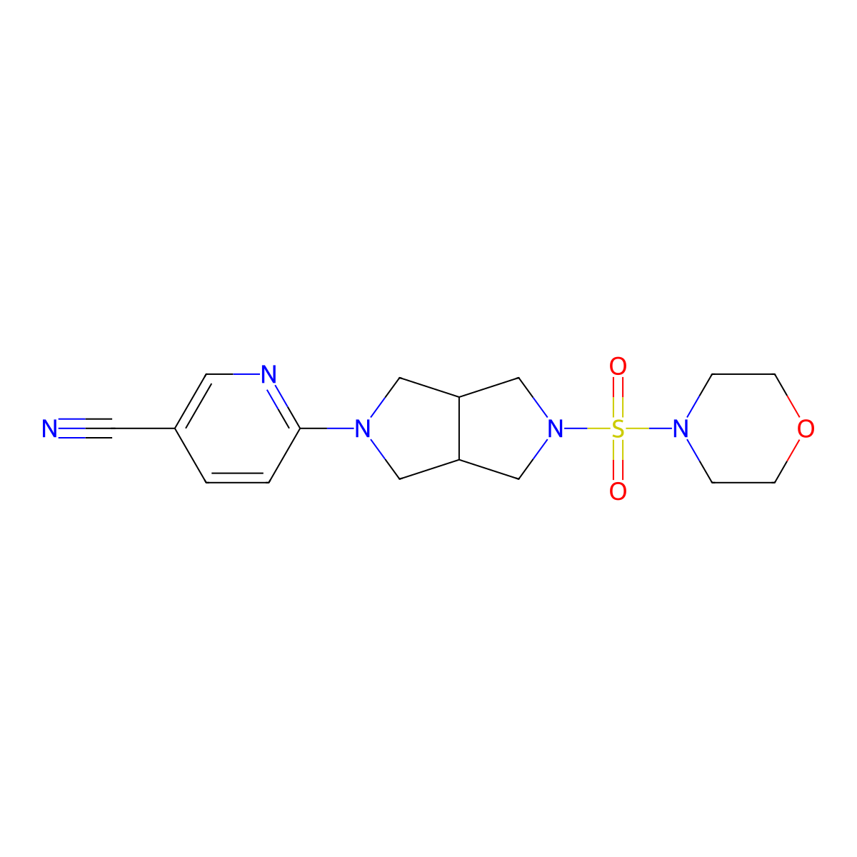 6-[5-(Morpholine-4-sulfonyl)-octahydropyrrolo[3,4-c]pyrrol-2-yl]pyridine-3-carbonitrile molecular structure, CAS 2415564-89-3