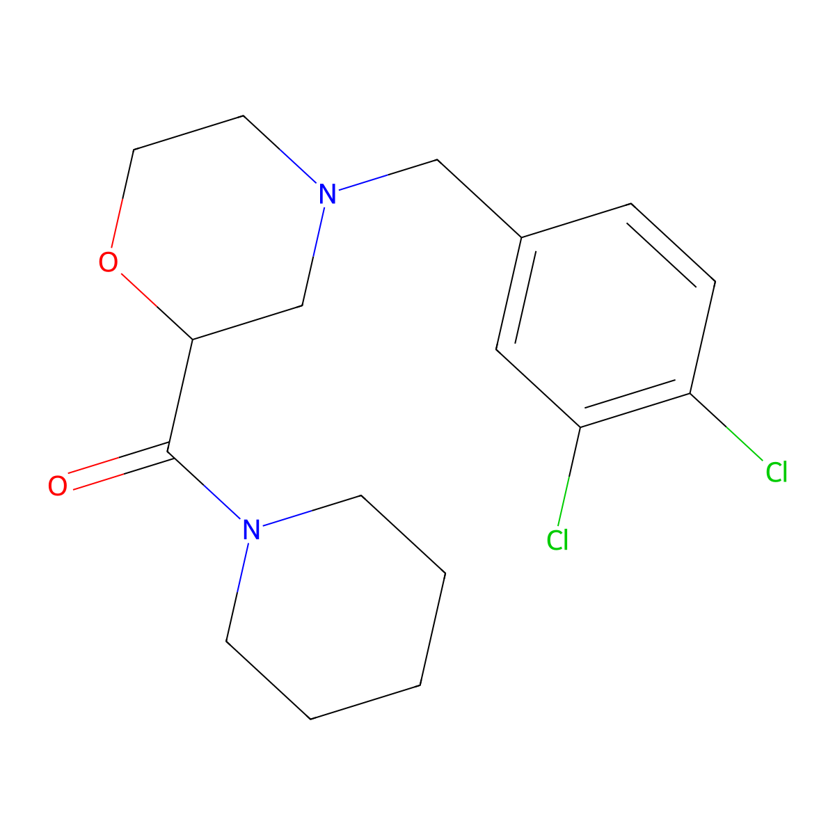 4-[(3,4-Dichlorophenyl)methyl]-2-(piperidine-1-carbonyl)morpholine molecular structure, CAS 2415564-92-8