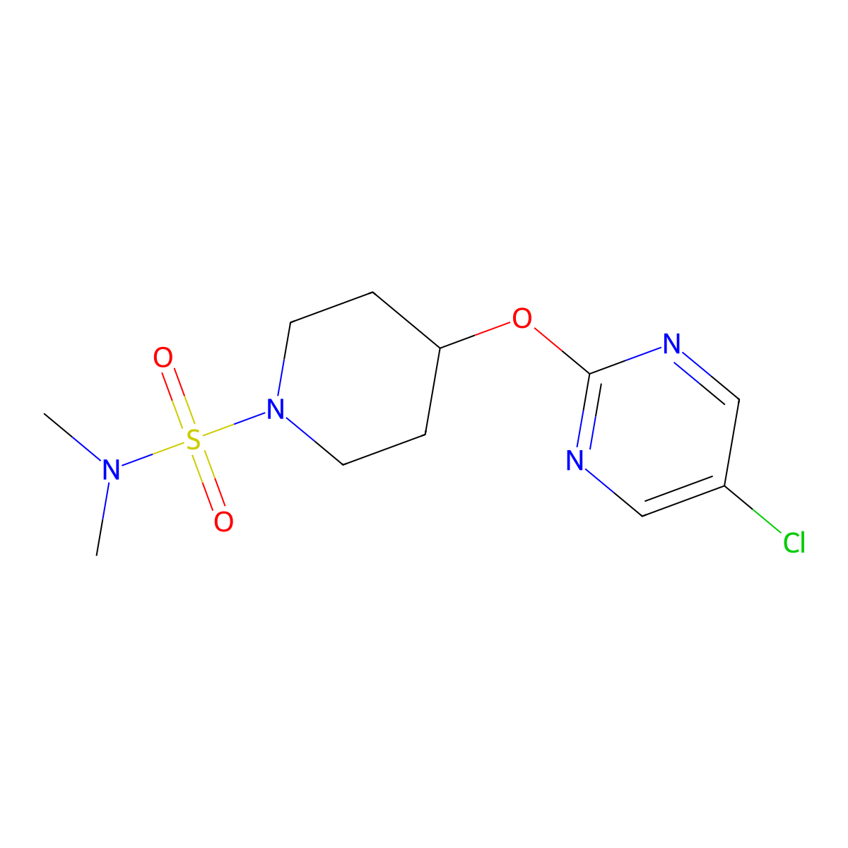 4-[(5-chloropyrimidin-2-yl)oxy]-N,N-dimethylpiperidine-1-sulfonamide molecular structure, CAS 2415564-95-1