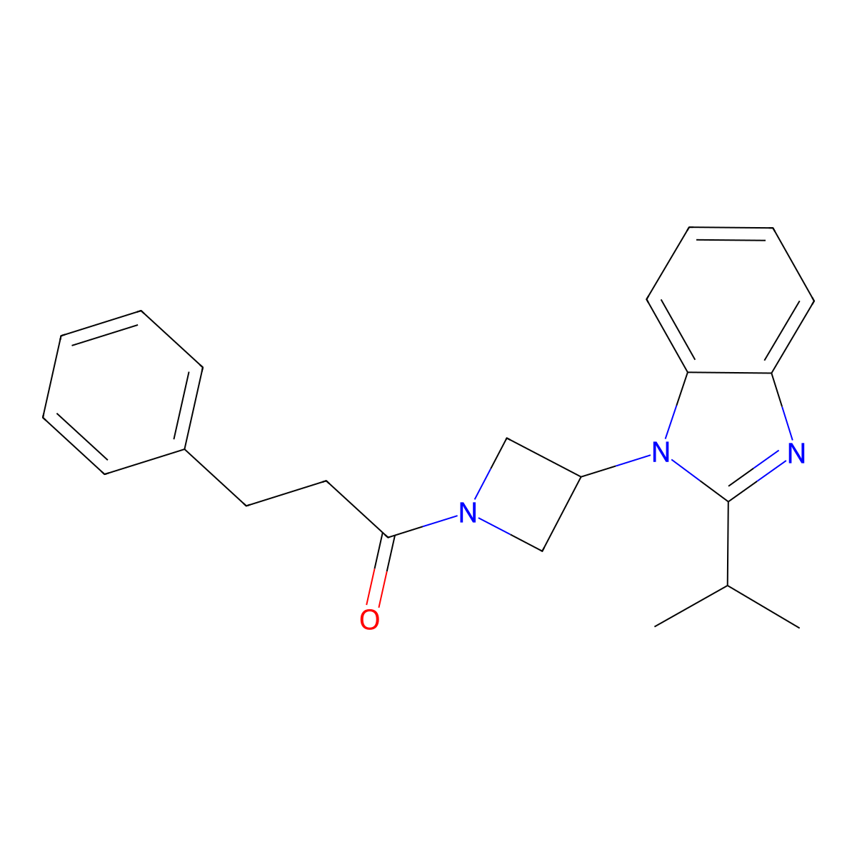 3-phenyl-1-{3-[2-(propan-2-yl)-1H-1,3-benzodiazol-1-yl]azetidin-1-yl}propan-1-one molecular structure, CAS 2415564-98-4
