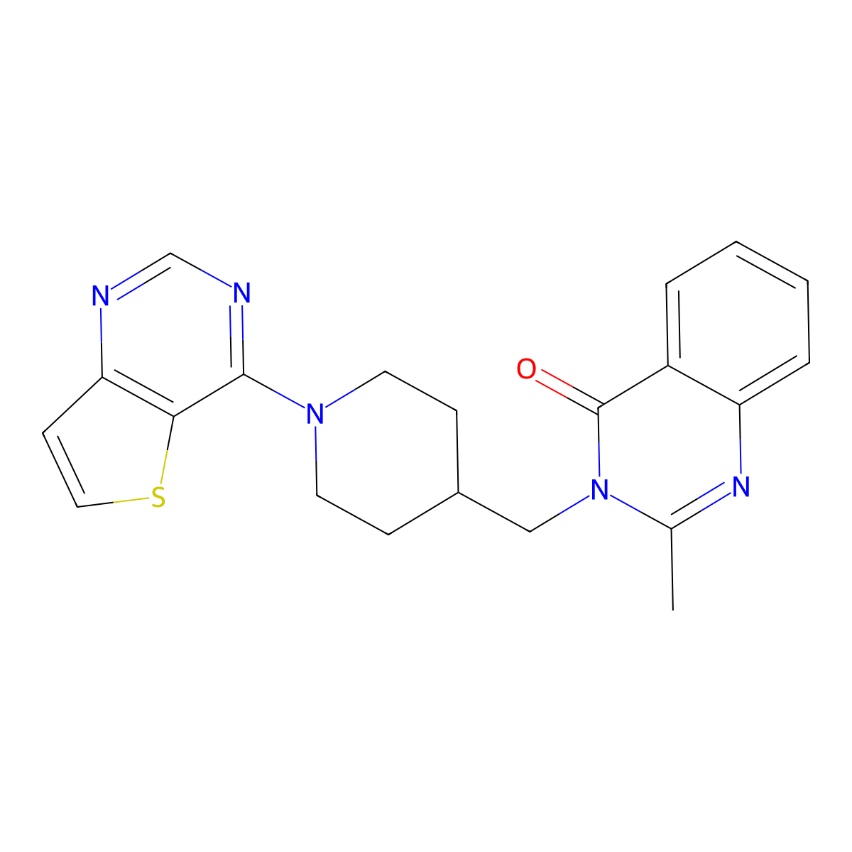 2-Methyl-3-[(1-{thieno[3,2-d]pyrimidin-4-yl}piperidin-4-yl)methyl]-3,4-dihydroquinazolin-4-one molecular structure, CAS 2415565-04-5