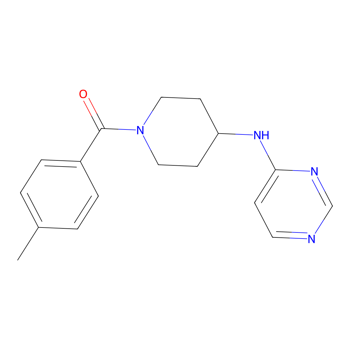 N-[1-(4-methylbenzoyl)piperidin-4-yl]pyrimidin-4-amine molecular structure, CAS 2415565-07-8