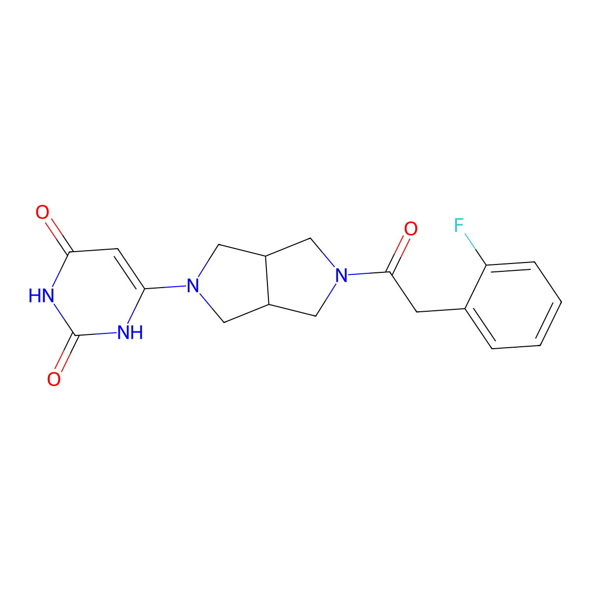 6-{5-[2-(2-Fluorophenyl)acetyl]-octahydropyrrolo[3,4-c]pyrrol-2-yl}-1,2,3,4-tetrahydropyrimidine-2,4-dione molecular structure, CAS 2415565-11-4