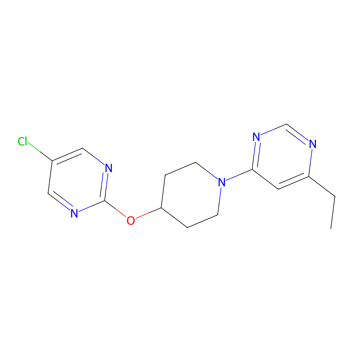 4-{4-[(5-Chloropyrimidin-2-yl)oxy]piperidin-1-yl}-6-ethylpyrimidine molecular structure, CAS 2415565-16-9