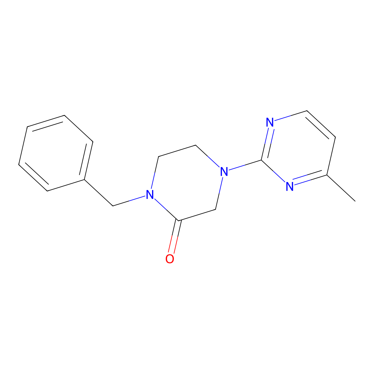 1-Benzyl-4-(4-methylpyrimidin-2-yl)piperazin-2-one molecular structure, CAS 2415565-17-0