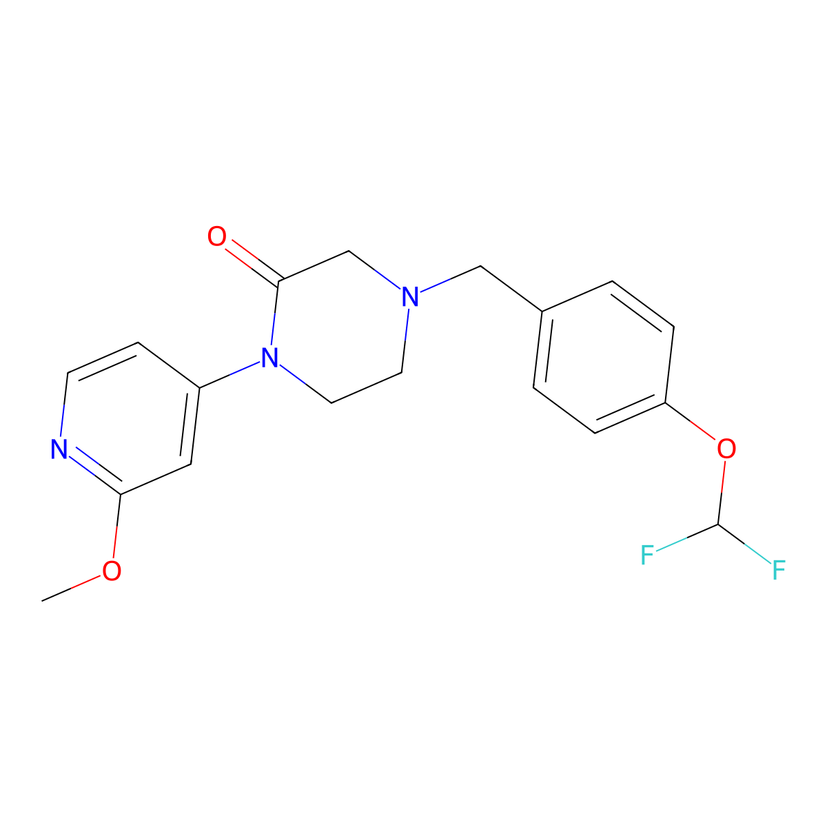 4-{[4-(Difluoromethoxy)phenyl]methyl}-1-(2-methoxypyridin-4-yl)piperazin-2-one molecular structure, CAS 2415565-18-1