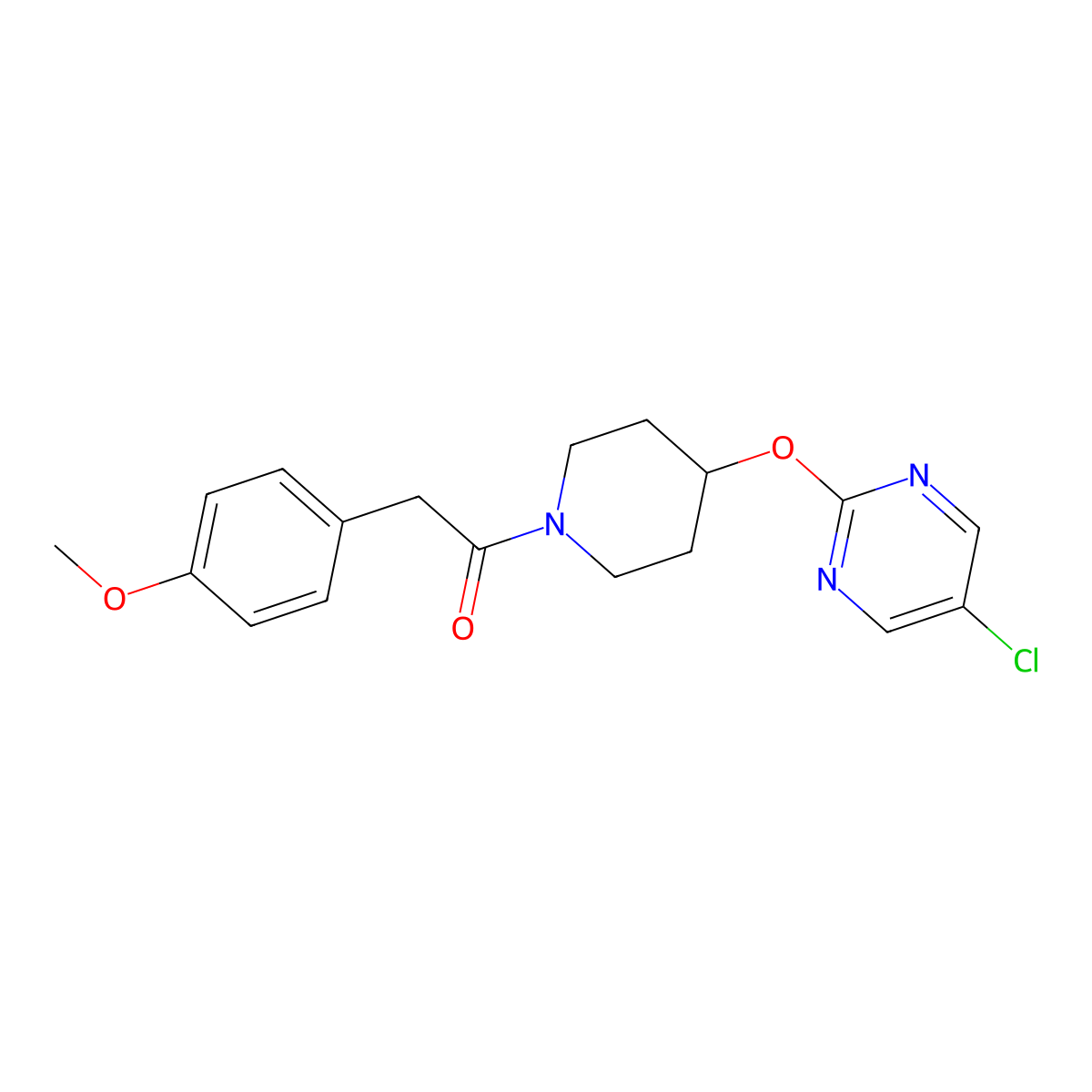 1-{4-[(5-Chloropyrimidin-2-yl)oxy]piperidin-1-yl}-2-(4-methoxyphenyl)ethan-1-one molecular structure, CAS 2415565-20-5