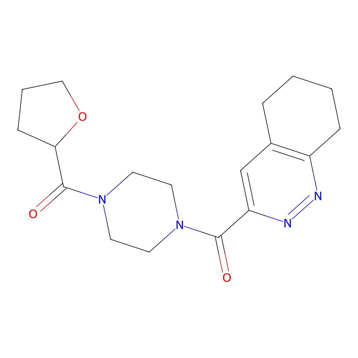 3-[4-(Oxolane-2-carbonyl)piperazine-1-carbonyl]-5,6,7,8-tetrahydrocinnoline molecular structure, CAS 2415565-24-9