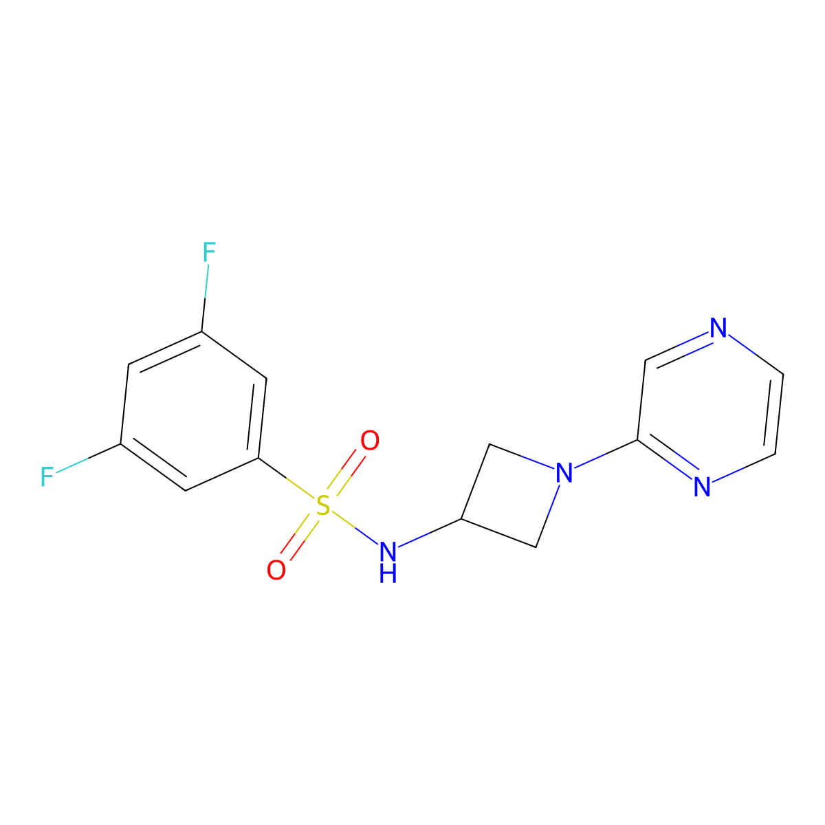 3,5-difluoro-N-[1-(pyrazin-2-yl)azetidin-3-yl]benzene-1-sulfonamide molecular structure, CAS 2415565-29-4