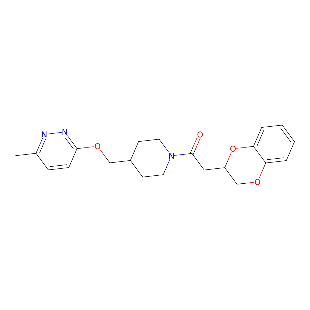 2-(2,3-Dihydro-1,4-benzodioxin-2-yl)-1-(4-{[(6-methylpyridazin-3-yl)oxy]methyl}piperidin-1-yl)ethan-1-one molecular structure, CAS 2415565-32-9