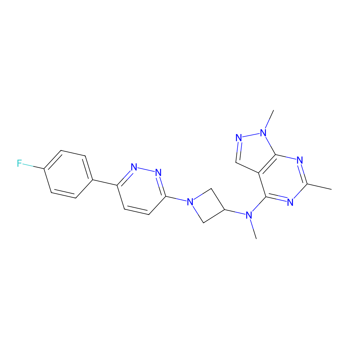 N-{1,6-dimethyl-1H-pyrazolo[3,4-d]pyrimidin-4-yl}-1-[6-(4-fluorophenyl)pyridazin-3-yl]-N-methylazetidin-3-amine molecular structure, CAS 2415565-36-3
